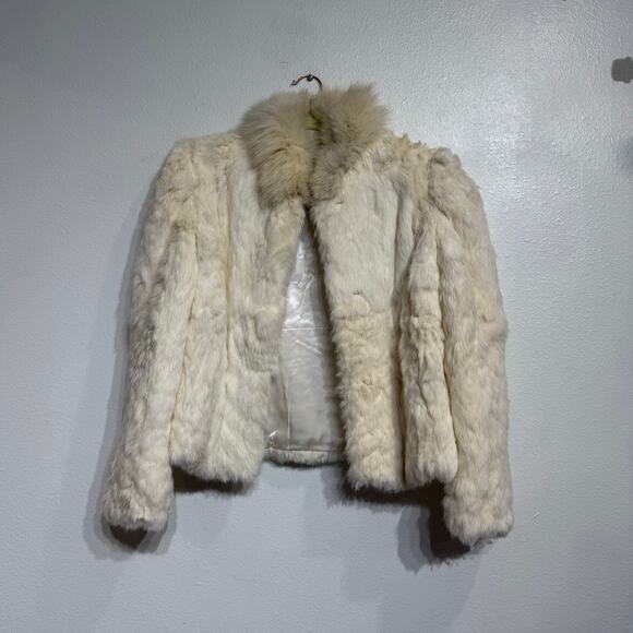 Sergio Valente Cream Dyed Rabbit Fur Vintage Jacket Sz M - Picture 2 of 14